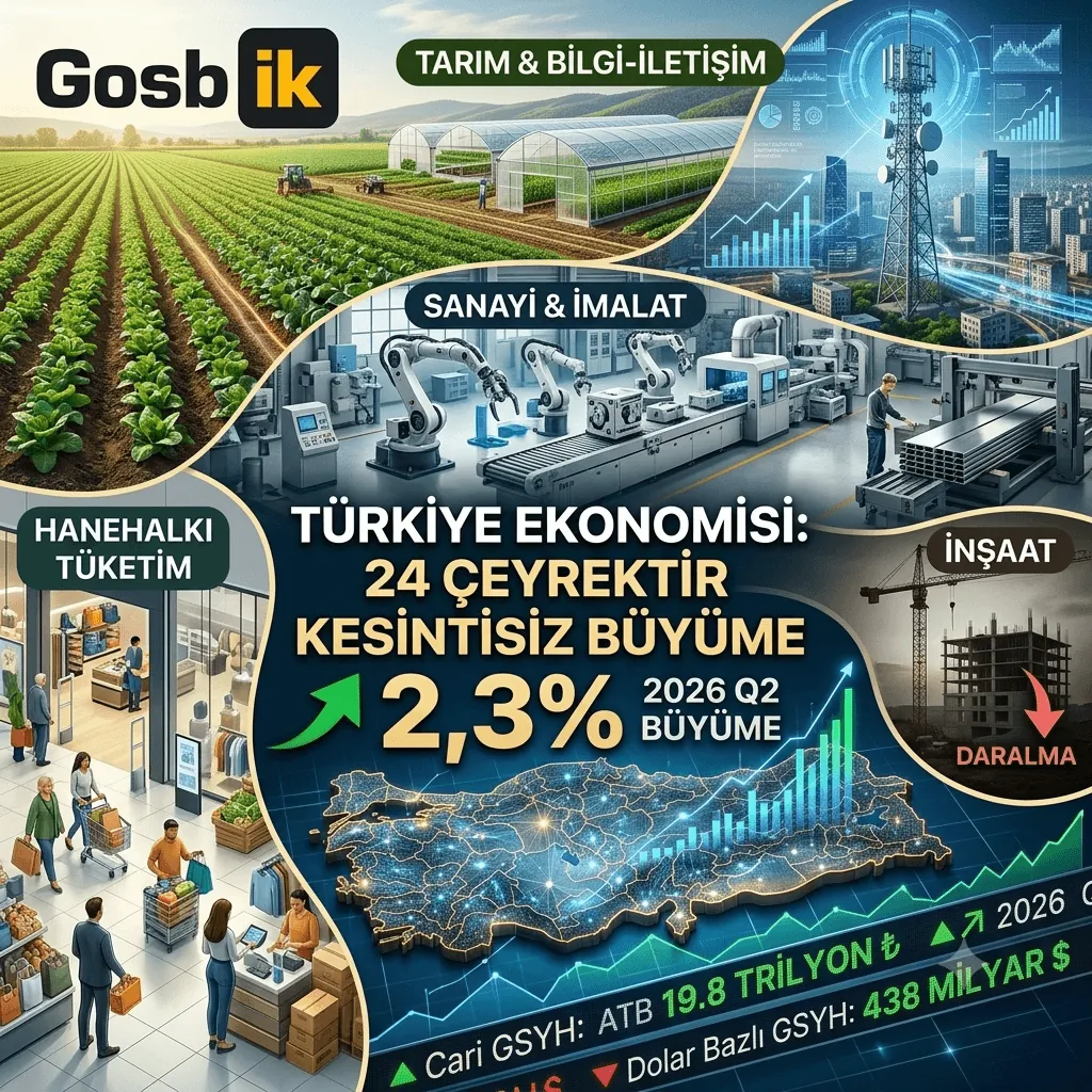Türkiye Ekonomisi 24 Çeyrektir Büyüyor! 2026’nın İkinci Çeyreğinde Büyüme Yüzde 2,3 Oldu