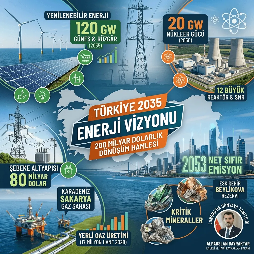 Türkiye Enerji Dönüşümünde 200 Milyar Dolarlık Dev Yatırım Hedefi: 2035 Yol Haritası Londra’da Açıklandı