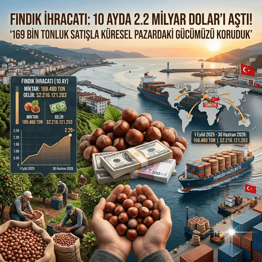 Türkiye Fındık İhracatında 10 Ayda 2,2 Milyar Doları Aştı! 169 Bin Tonluk Satışla Küresel Pazardaki Gücünü Korudu