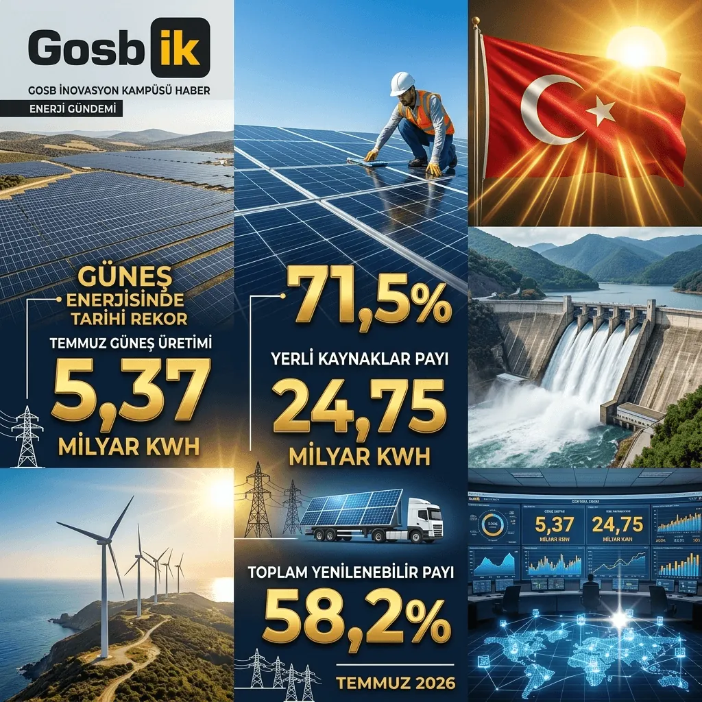 Türkiye Güneşten Elektrik Üretiminde Rekor Kırdı: Temmuzda 5,37 Milyar kWh Üretildi