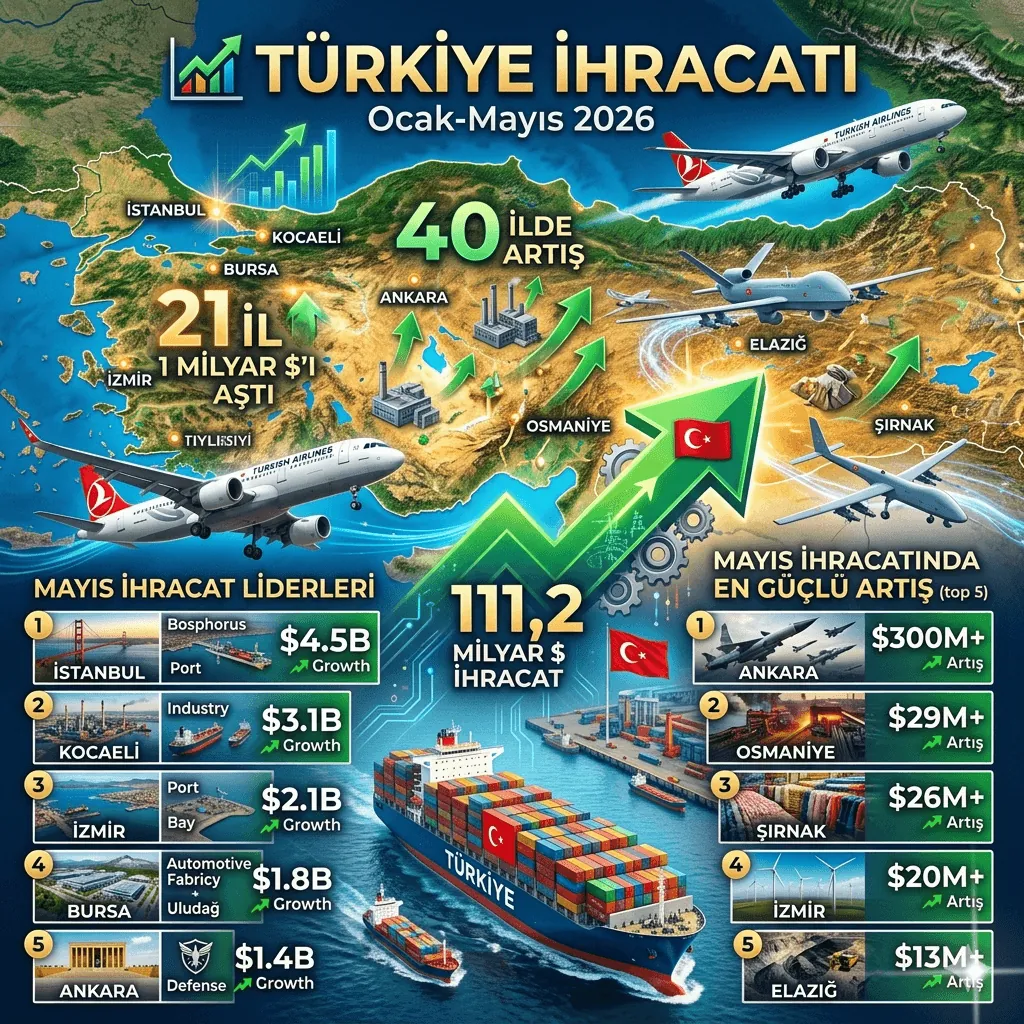 Türkiye İhracatında Anadolu Rüzgarı: 40 İlde Artış Yaşandı, 21 İl 1 Milyar Dolar Barajını Aştı