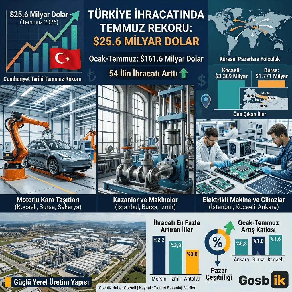 Türkiye İhracatta Temmuz Rekoru Kırdı: 25,6 Milyar Dolara Ulaştı! İşte En Çok İhracat Yapan İller