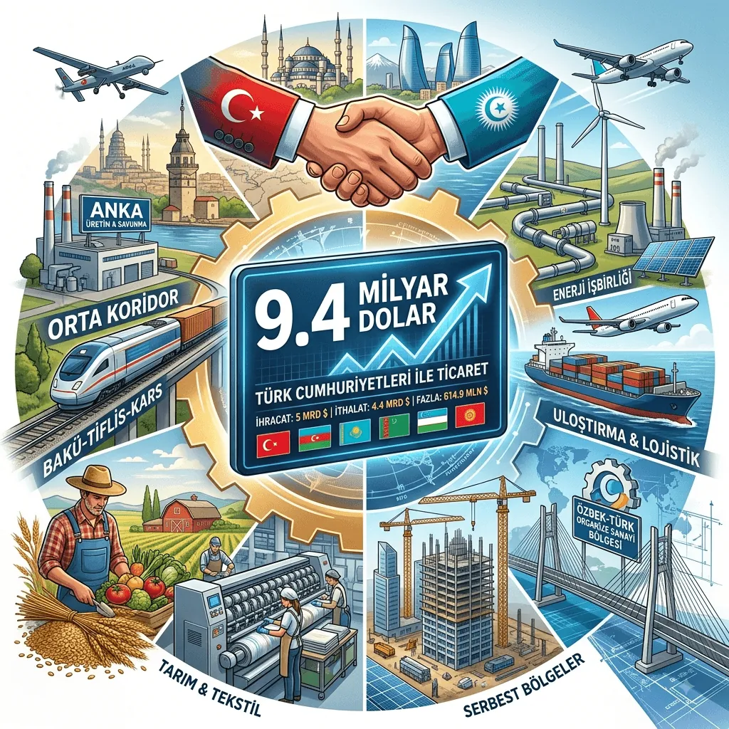 Türkiye ile Türk Cumhuriyetleri Arasında 9,4 Milyar Dolarlık Ticaret Hacmi: 614,9 Milyon Dolar Fazla