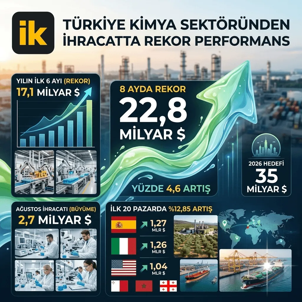 Türkiye Kimya Sektörü İhracatta Rekor Kırıyor! 8 Ayda 22,8 Milyar Doları Aştı, Hedef 35 Milyar Dolar