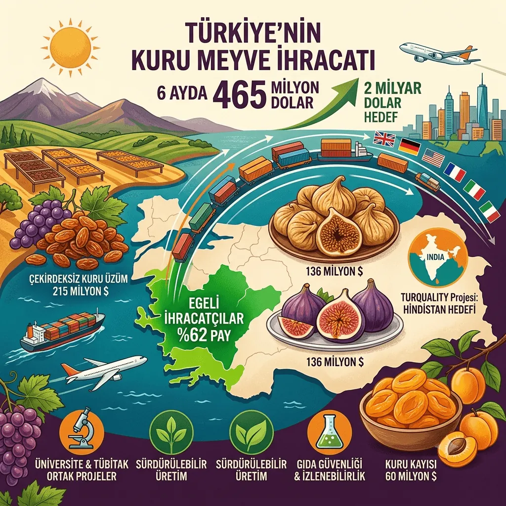 Türkiye Kuru Meyve İhracatında Gücünü Korudu! 6 Ayda 752 Milyon Dolar, Yüzde 62’si Ege’den Geldi
