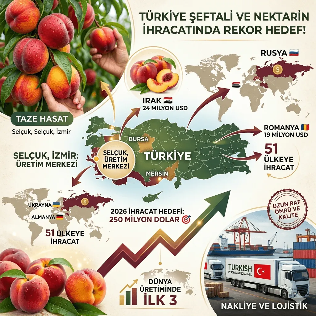 Türkiye Şeftali ve Nektarinde İhracatta Rekor Sıçrama: 250 Milyon Dolar Hedefi Gündemde