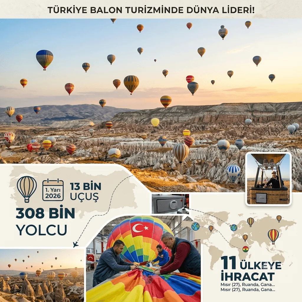 Türkiye Sıcak Hava Balon Turizminde Zirvede! 2026'nın İlk 6 Ayında 308 Bin Yolcu Gökyüzüyle Buluştu, Türk Balonları 11 Ülkeye İhraç Ediliyor