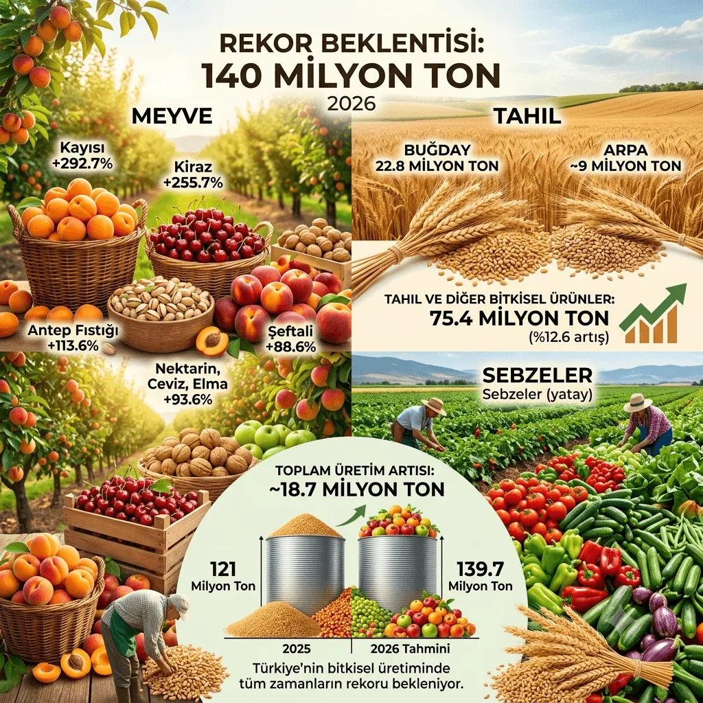 Türkiye Tarımında Rekor Beklentisi: Bitkisel Üretim 140 Milyon Tona Ulaşacak