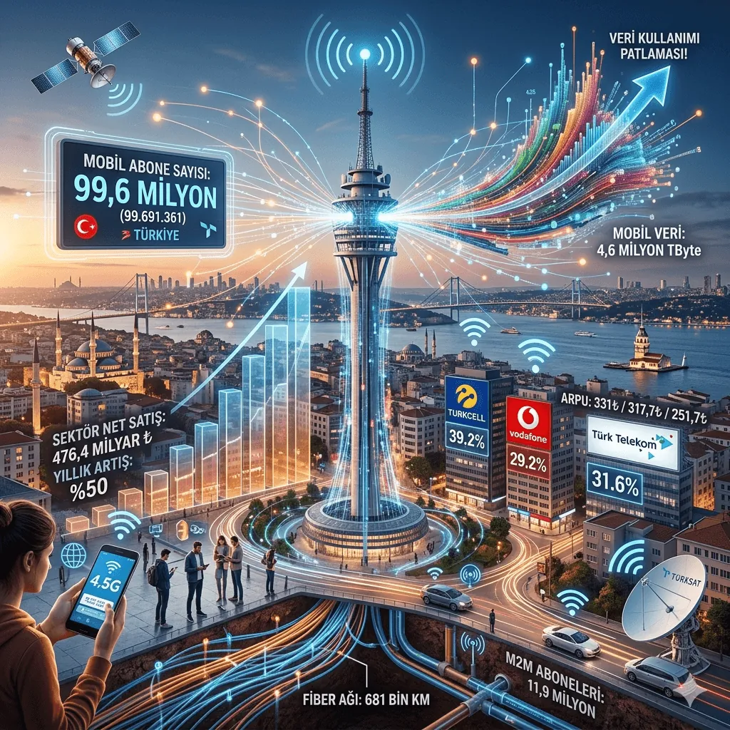 Türkiye’de 2025 Sonu Mobil Abone Sayısı 100 Milyona Dayandı! Telekom Sektöründe %50 Gelir Artışı ve Data Patlaması