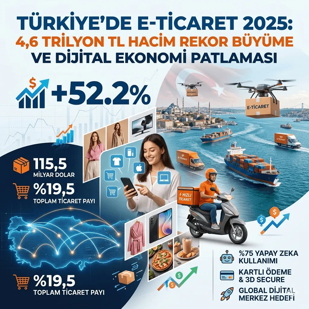 Türkiye’de E-Ticaret 2025’te Rekor Kırdı: Hacim 4,6 Trilyon Lirayı Aştı, Dijital Ekonomi Hızla Büyüyor