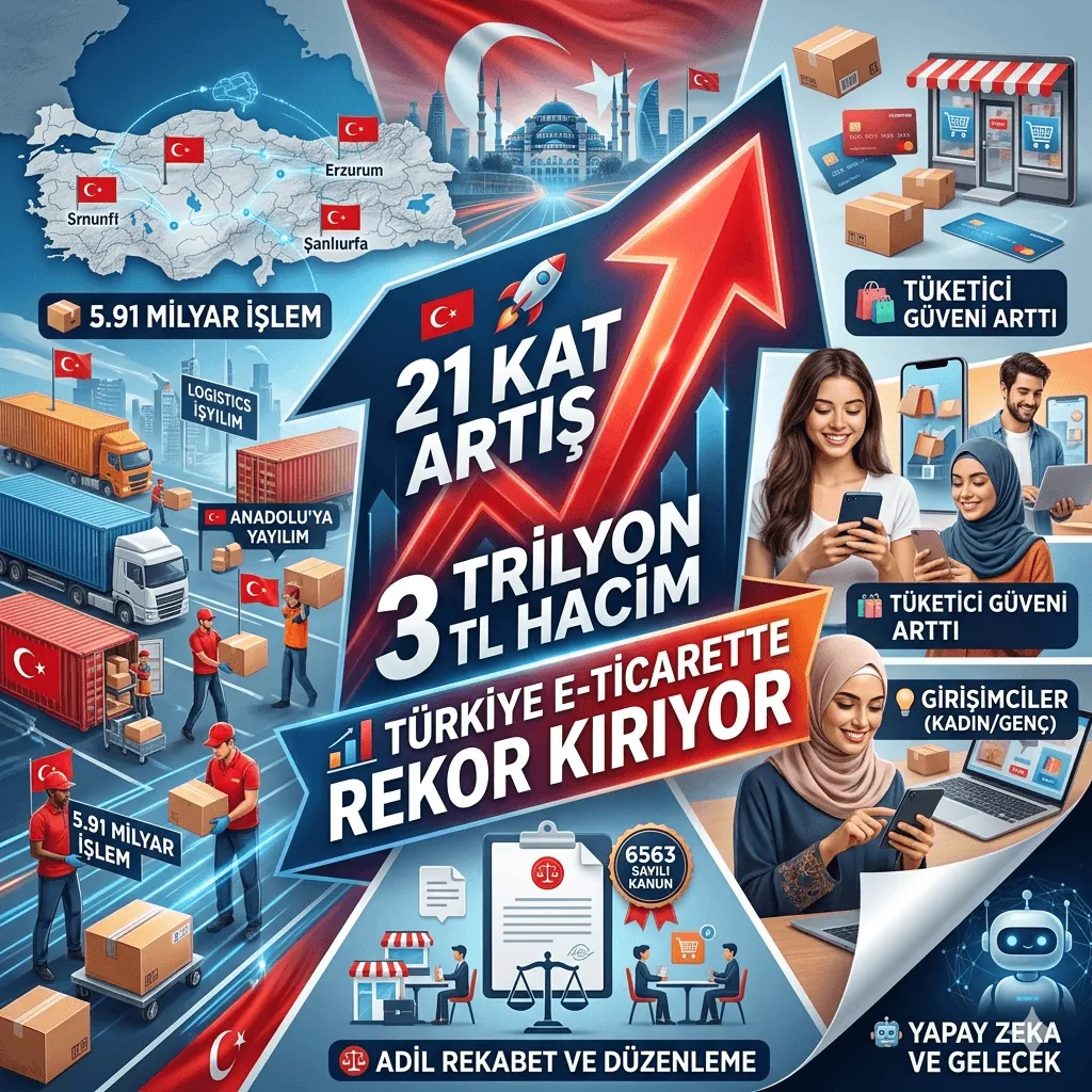 Türkiye’de E-Ticaret Patladı: 2024’te 3 Trilyon TL’yi Aştı, Son 5 Yılda 21 Kat Büyüdü!