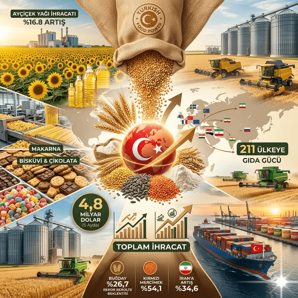 Türkiye’den 5 Ayda 4,8 Milyar Dolarlık Gıda İhracatı: Ayçiçek Yağı Zirvede, Rekor Hasat Bekleniyor