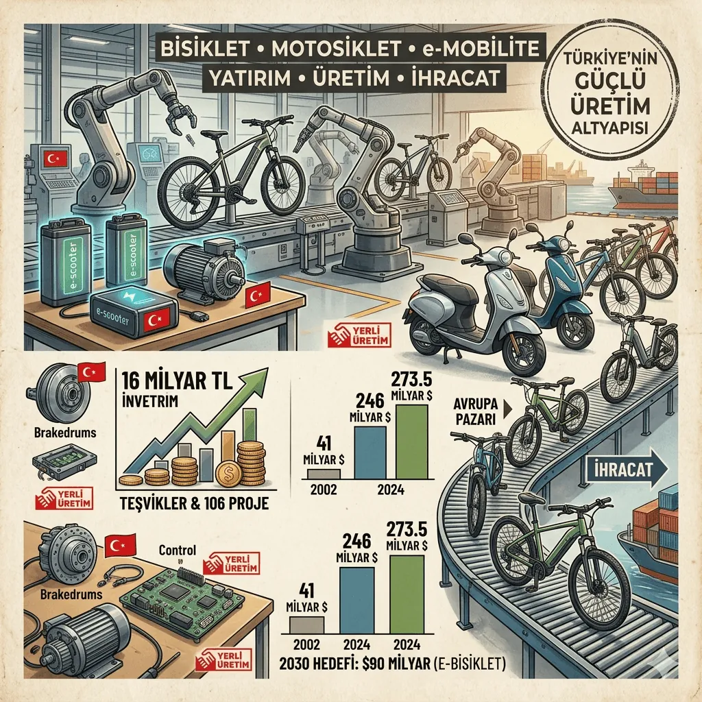 Türkiye’den Mobilite ve Sanayi Hamlesi: Bisiklet ve Motosiklet Sektöründe 16 Milyar TL’lik Yatırım ve Yeni Nesil Elektrikli Mobilite Dönüşümü