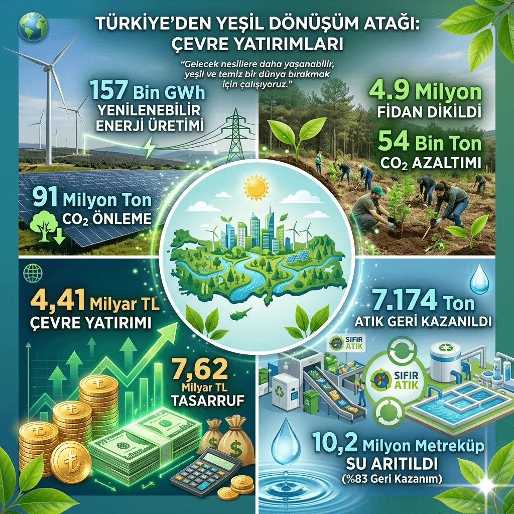 Türkiye’den Yeşil Dönüşüm Hamlesi: 7 Yılda 4,41 Milyar TL Çevre Yatırımı, 7,62 Milyar TL Tasarruf