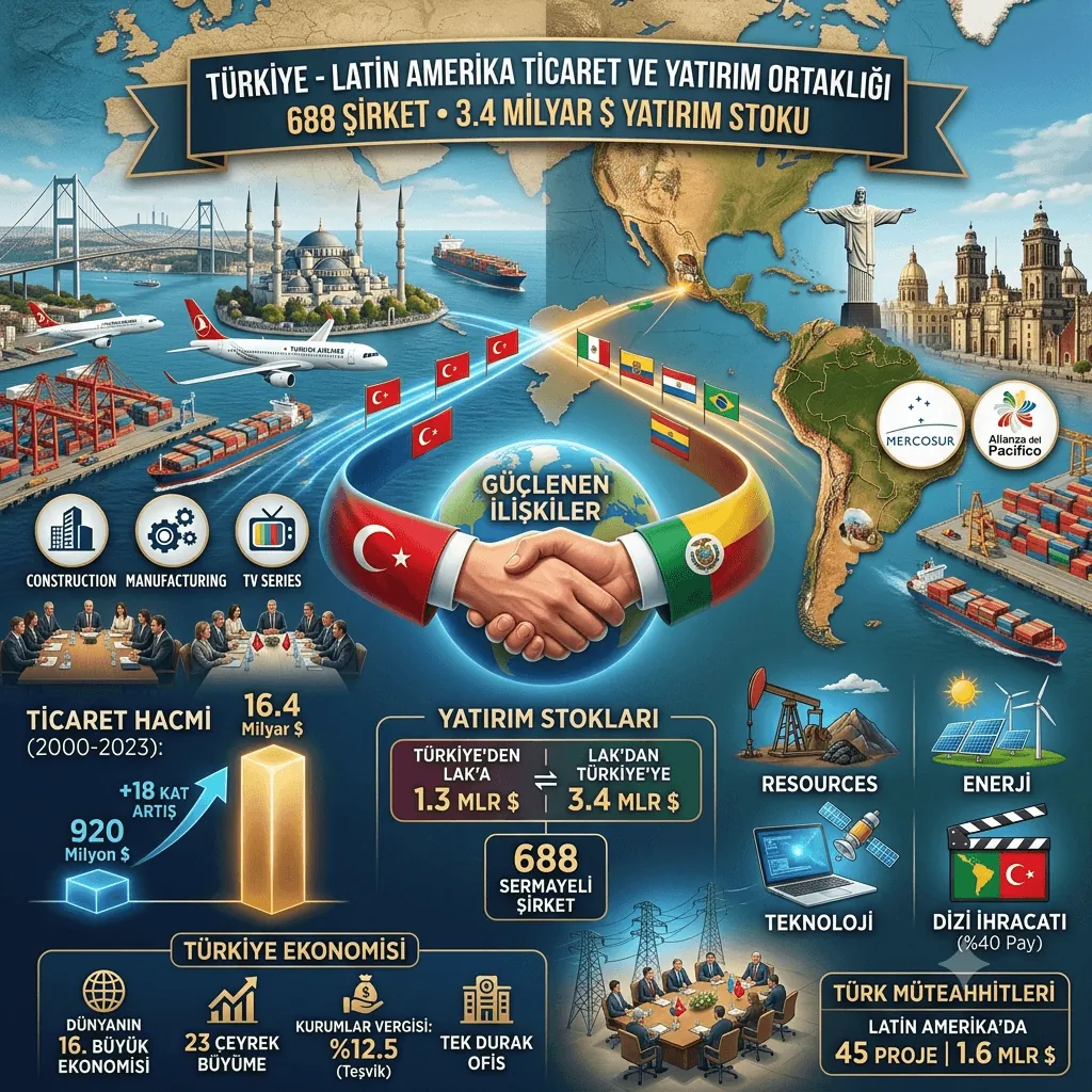 Türkiye–Latin Amerika Ticaretinde Rekor Büyüme: 688 Şirket ve 3,4 Milyar Dolarlık Yatırım Stoku