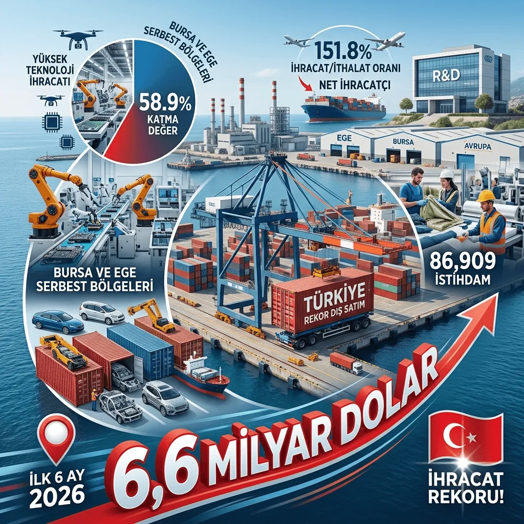 Türkiye'nin 19 Serbest Bölgesinden Rekor İhracat! İlk 6 Ayda 6,6 Milyar Dolara Ulaşıldı