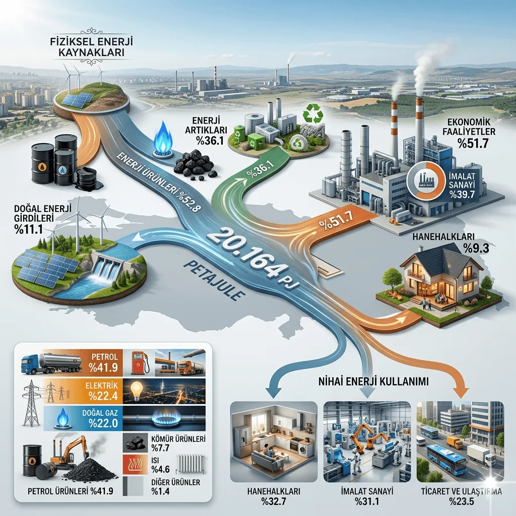 Türkiye’nin 2024 Enerji Karnesi Açıklandı: Sanayi Tüketimi Zirvede, Petrol Enerji Kullanımında İlk Sırada