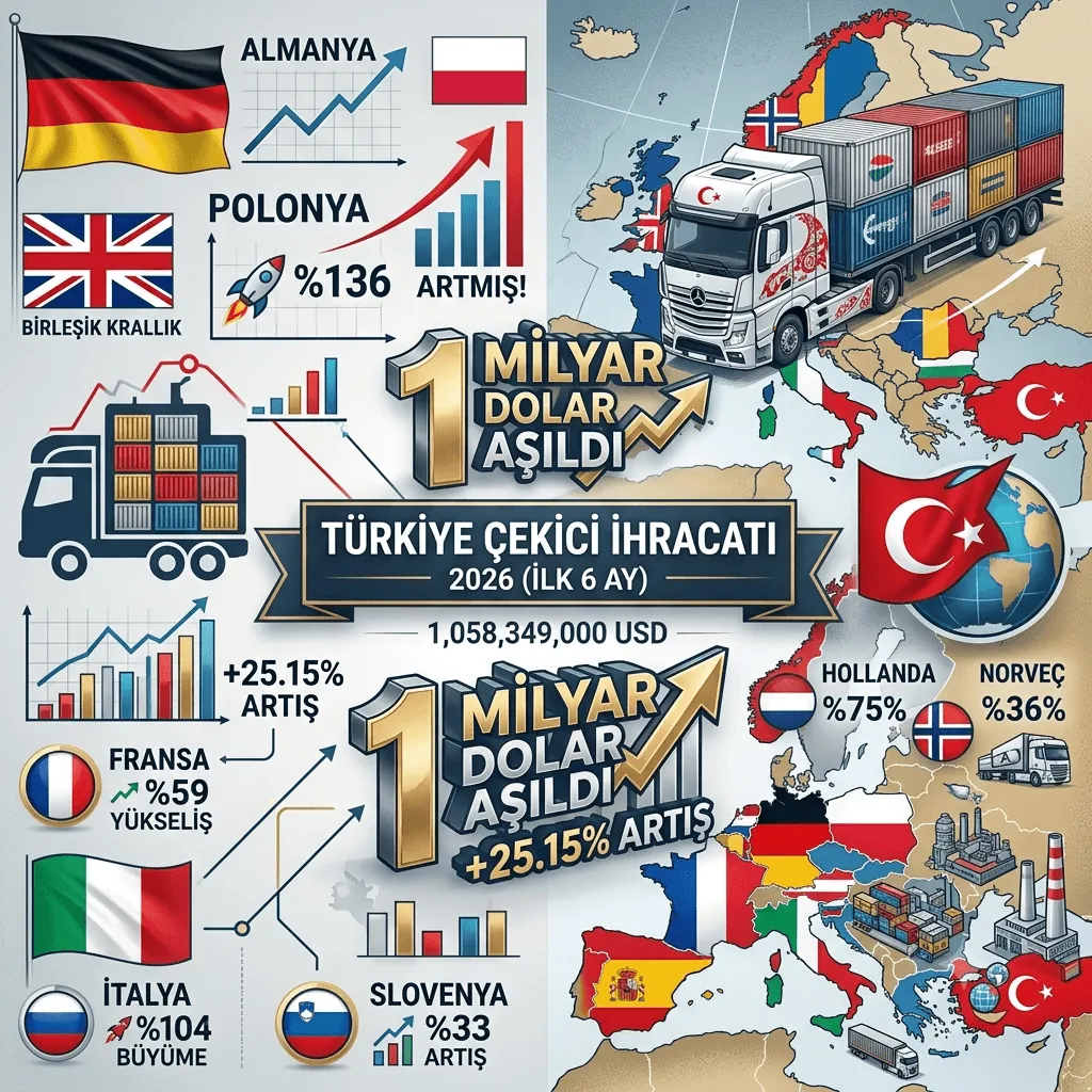 Türkiye'nin Çekici İhracatı Rekor Kırdı! İlk 6 Ayda 1 Milyar Dolar Aşıldı, Avrupa'da Güçlü Büyüme