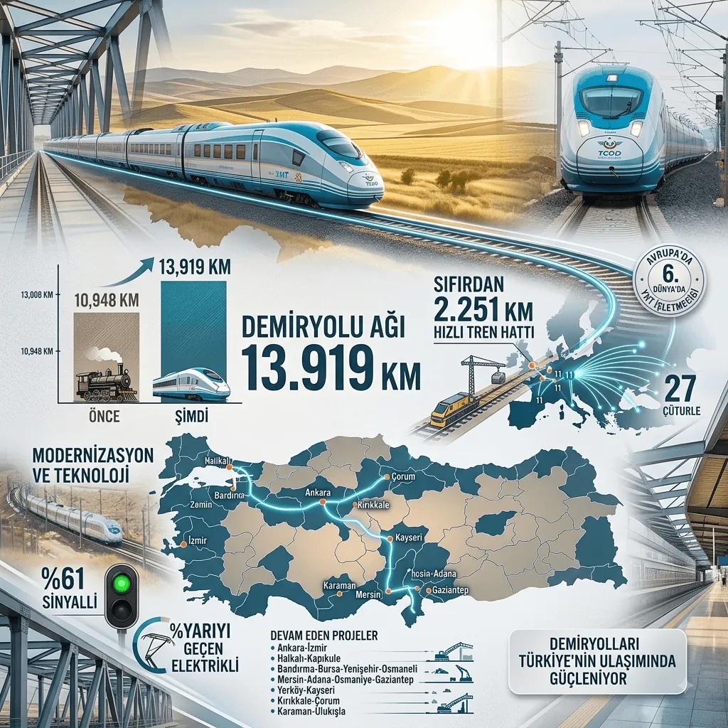 Türkiye'nin Demiryolu Ağı 13 Bin 919 Kilometreye Ulaştı: Hızlı Trenle 114 Milyon Yolcu Taşındı