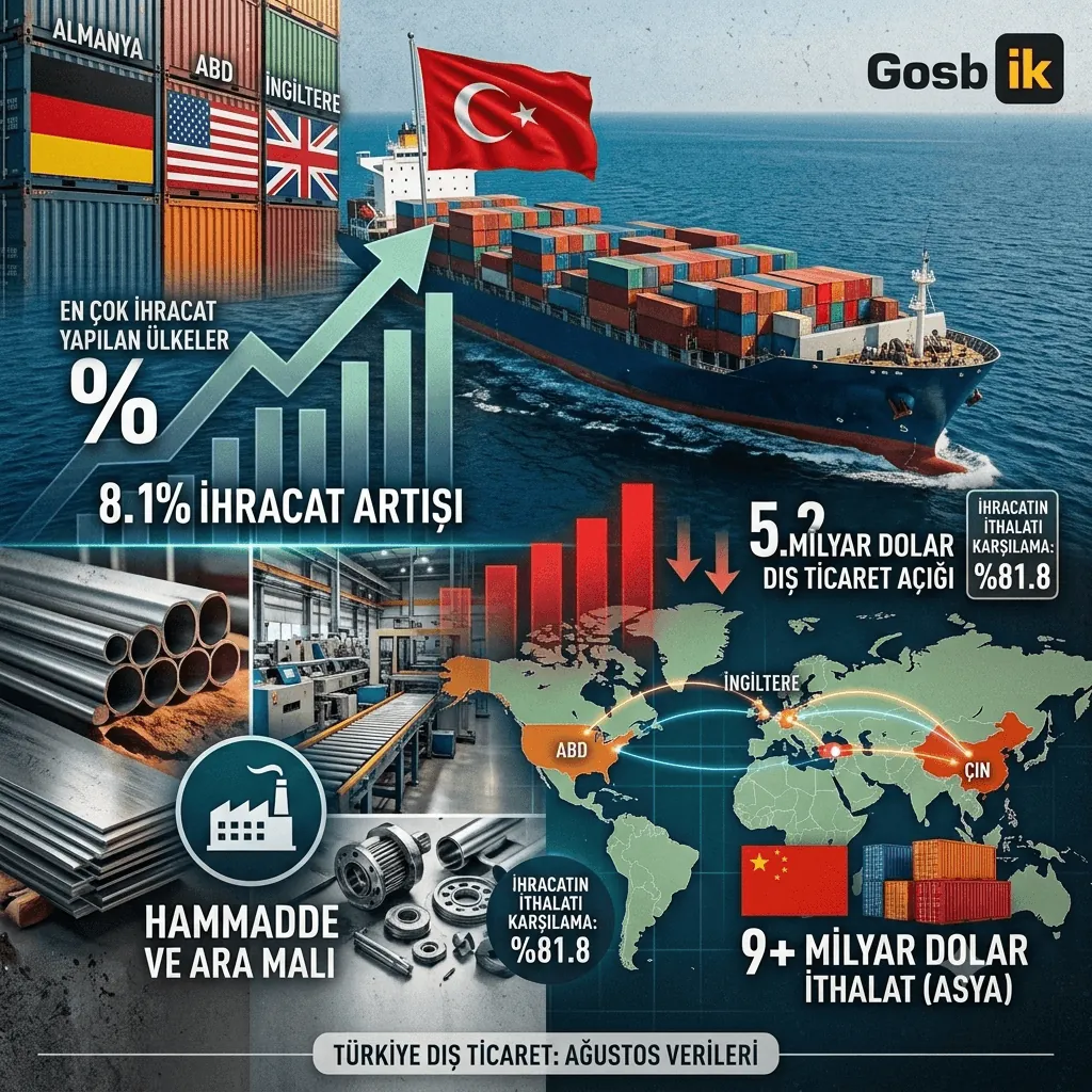 Türkiye’nin Dış Ticaretinde Dikkat Çeken Tablo! İhracat Yüzde 8,1 Arttı, Açık 5,2 Milyar Dolara Çıktı
