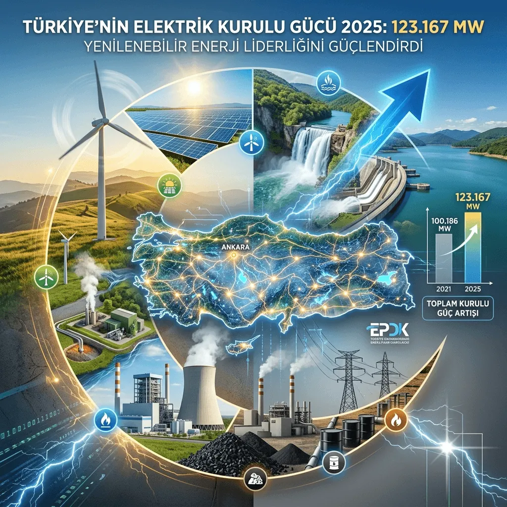 Türkiye'nin Elektrik Kurulu Gücü 123 Bin 167 Megavata Ulaştı: Güneş ve Rüzgâr Enerjisinde Rekor Artış