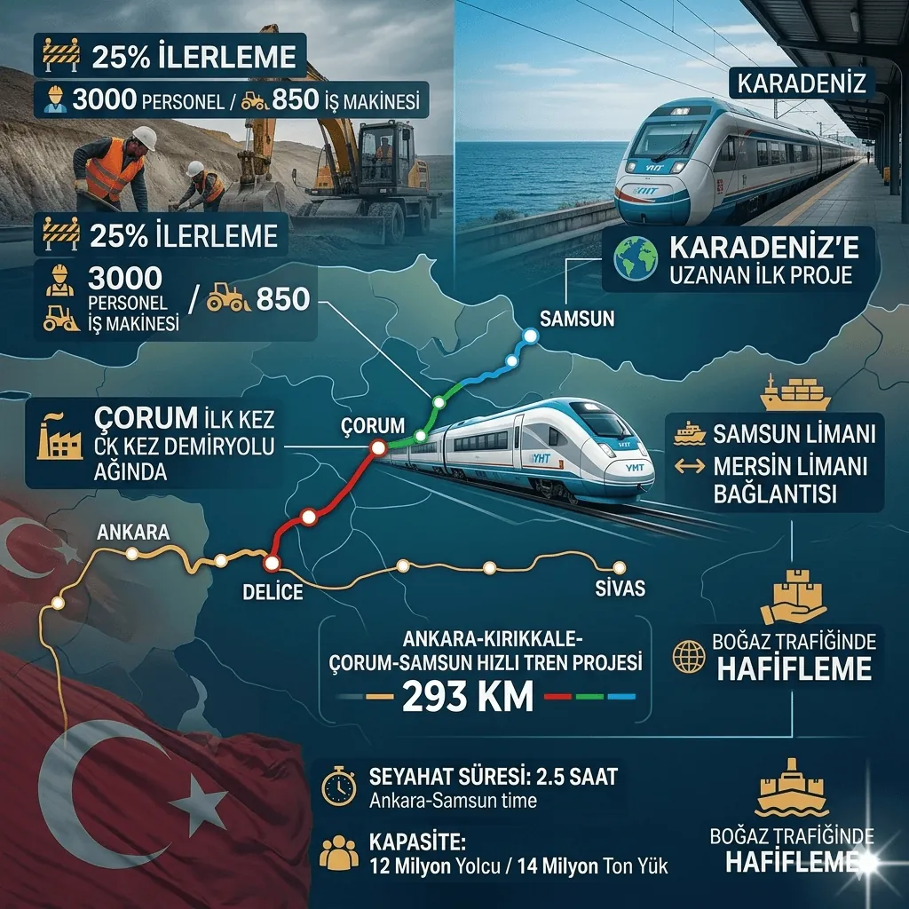 Türkiye’nin Kuzeyine İlk Hızlı Tren Hattı: Çorum İlk Kez Demiryolu Ağına Bağlanacak