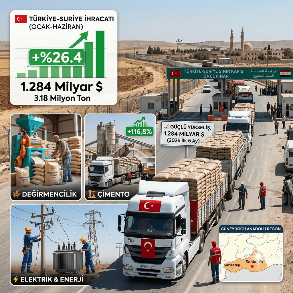 Türkiye'nin Suriye'ye İhracatı İlk Yarıda %26,4 Arttı! 1,28 Milyar Dolarlık Ticarette Çimento İhracatı Rekor Kırdı