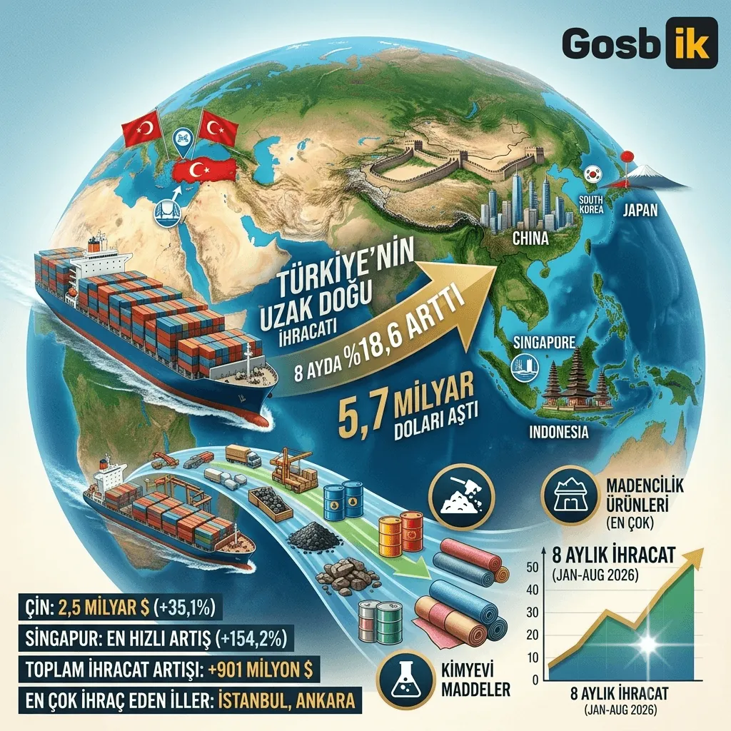 Türkiye’nin Uzak Doğu İhracatı Rekor Kırıyor! 8 Ayda 5,7 Milyar Doları Aştı, Yüzde 18,6 Arttı