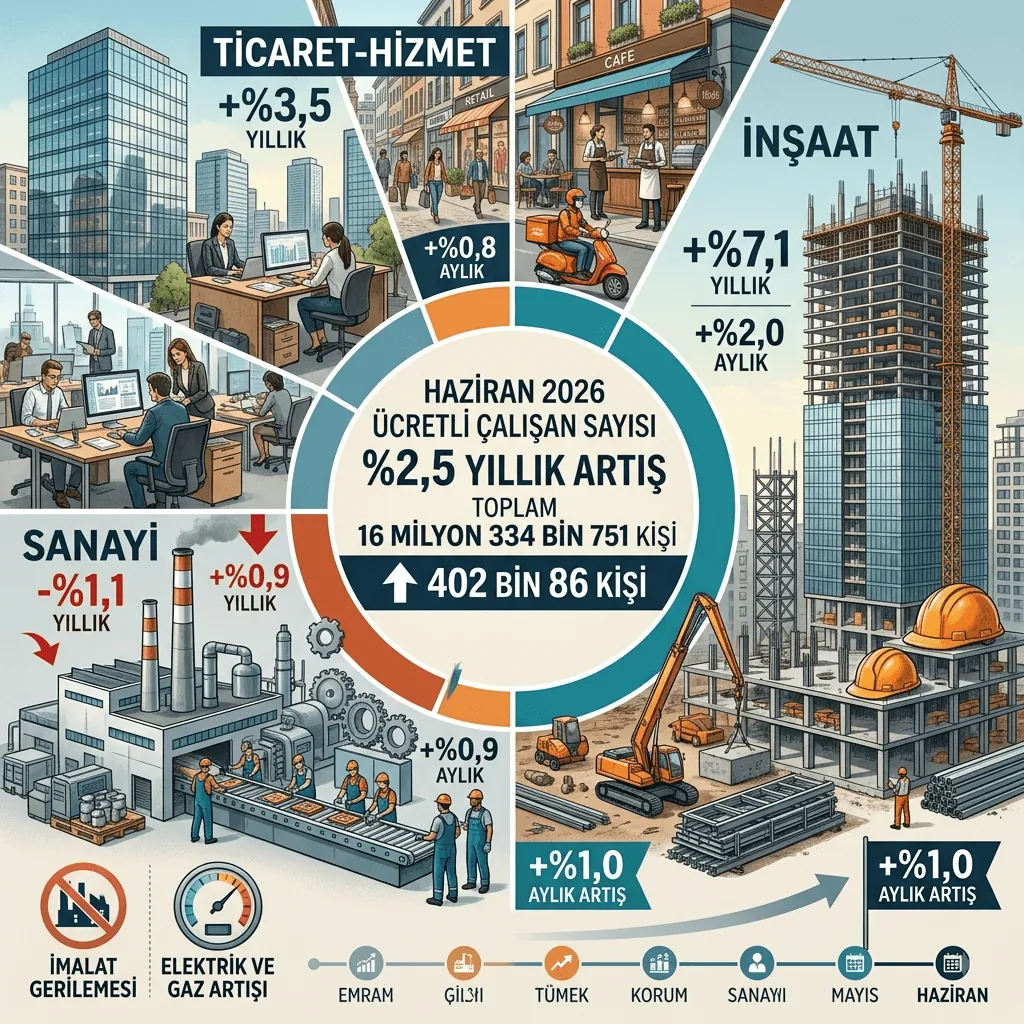 Ücretli Çalışan Sayısı 16,3 Milyona Ulaştı: Haziran 2026'da Yıllık Artış Yüzde 2,5