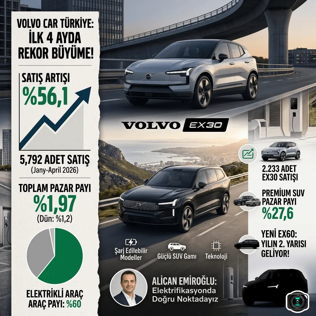 Volvo Car Türkiye’den Rekor Büyüme! Elektrikli EX30 Satışları Patladı, Premium SUV Pazarında Zirveye Koşuyor