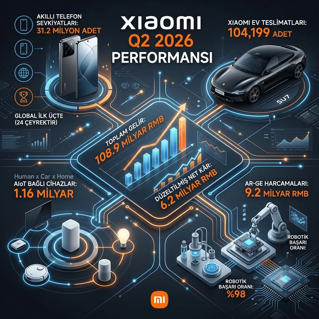 Xiaomi’nin 2026 İkinci Çeyrek Kârı 6,2 Milyar Yuan Oldu: Gelir 108,9 Milyar RMB’ye Ulaştı