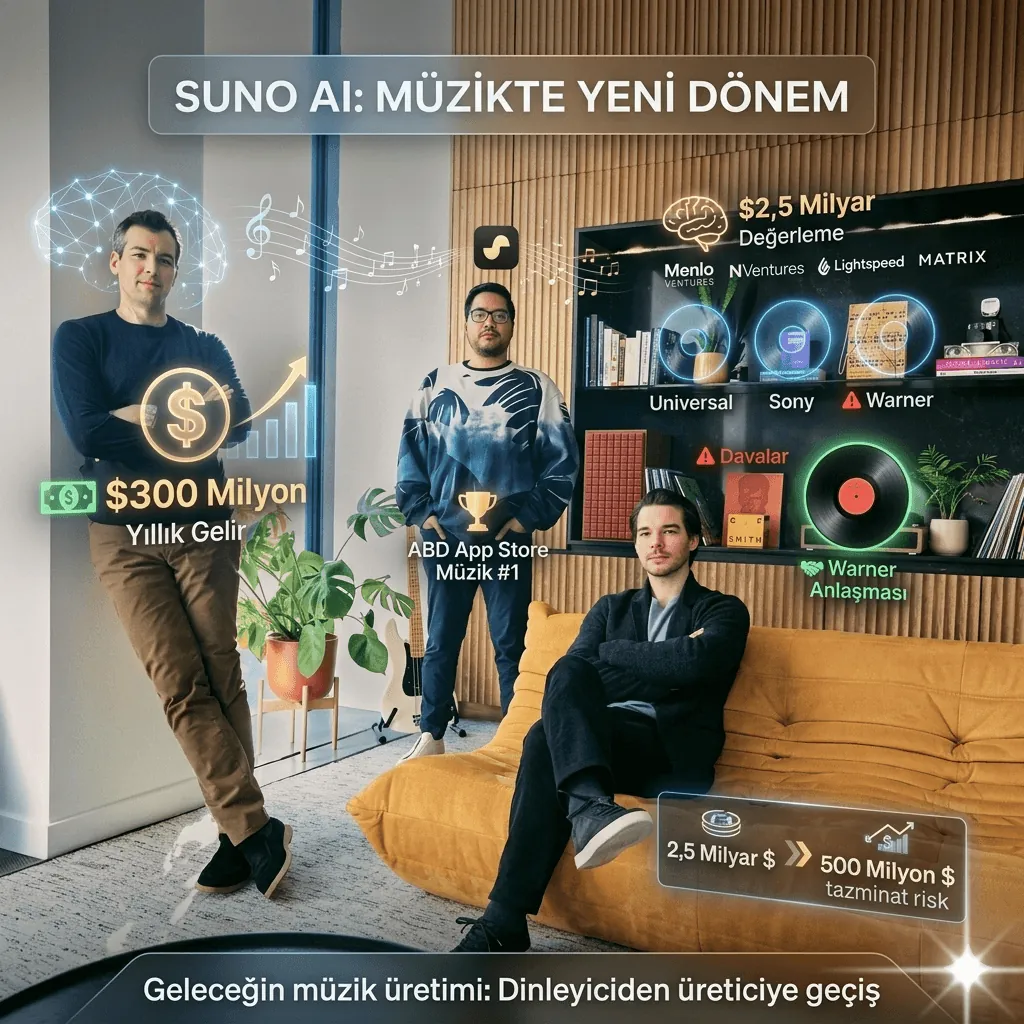 Yapay zekâ destekli müzik endüstrisinin arkasındaki üç kişi bunlar: Suno AI’ın 300 Milyon Dolarlık Yükselişi ve Telif Savaşları