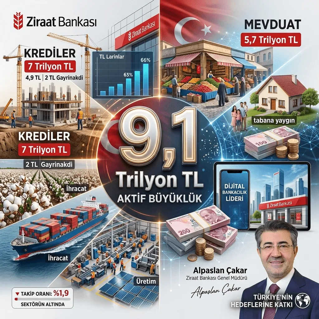 Ziraat Bankası’ndan 74,2 Milyar TL Net Kâr: Aktif Büyüklük 9,1 Trilyon TL’ye Ulaştı